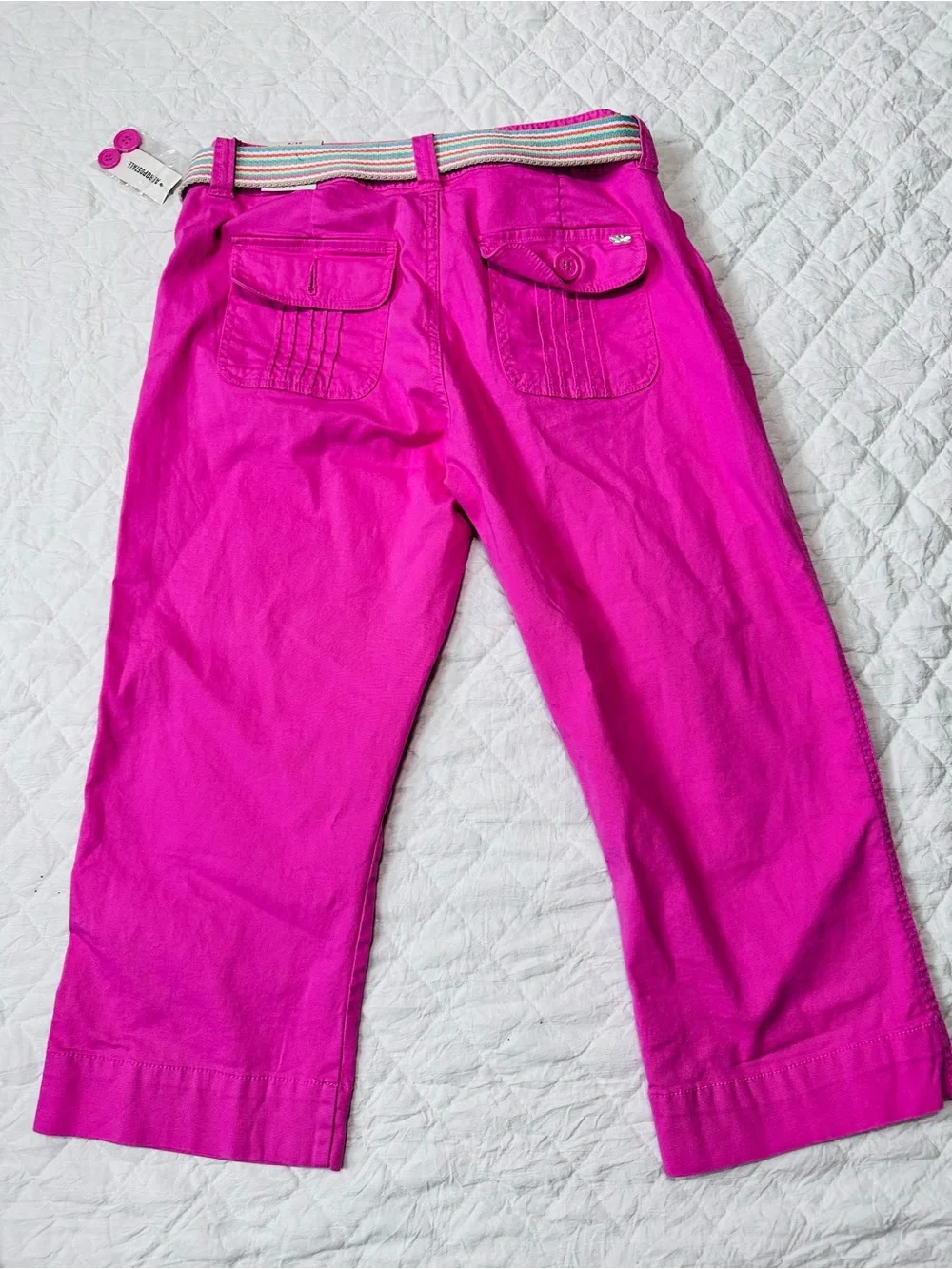 Aeropostale Girls Bright Fuchsia Cargo Shorts with Striped Belt